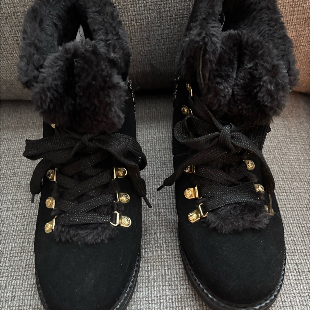 Jack Rogers Charlie Mixed Media Leather Closed Toe Black Tweed Sz 8M MSRP $ 169